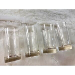 Vintage Etched Monogram Highball Glasses Set of 4 Clear Glass Tumblers 5.5 Inch